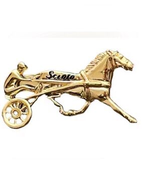 Vintage Harness Racing Scioto Downs Gold Tone Tie Clip